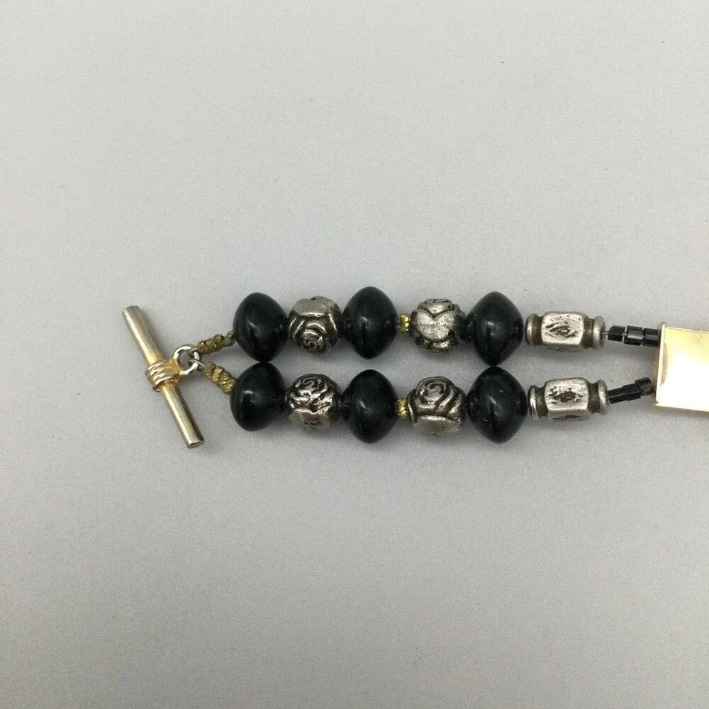 Express Womens Watch 27mm GMOP Abalone Black Bead Bracelet New Battery 8